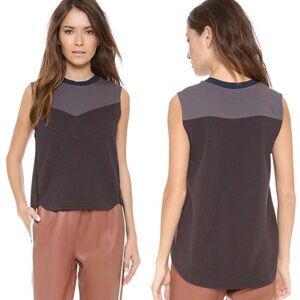 3.1 Phillip Lim Two-Tone Black and Gray Chevron Knit Tank